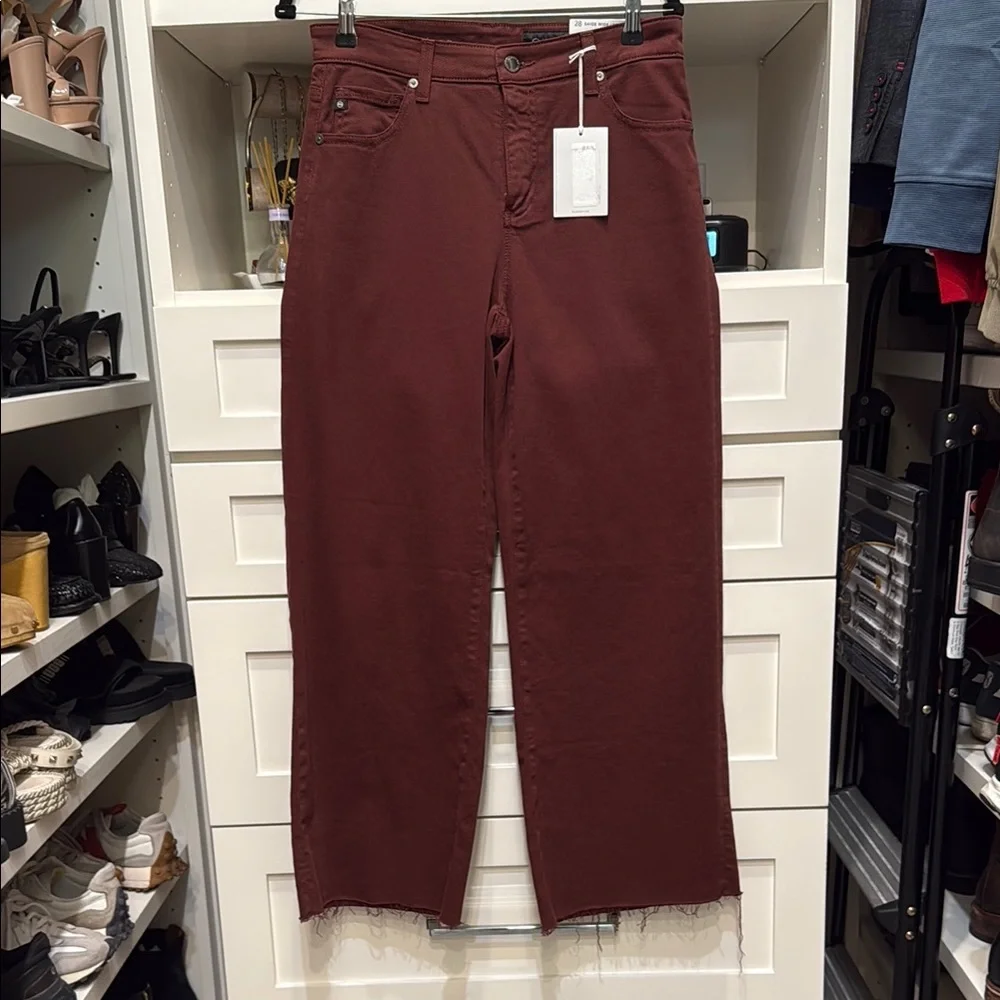 Ag Adriano Goldschmied Women's High-Rise Wide Leg Jeans in Burgundy. NWOT - Picture 1 of 4